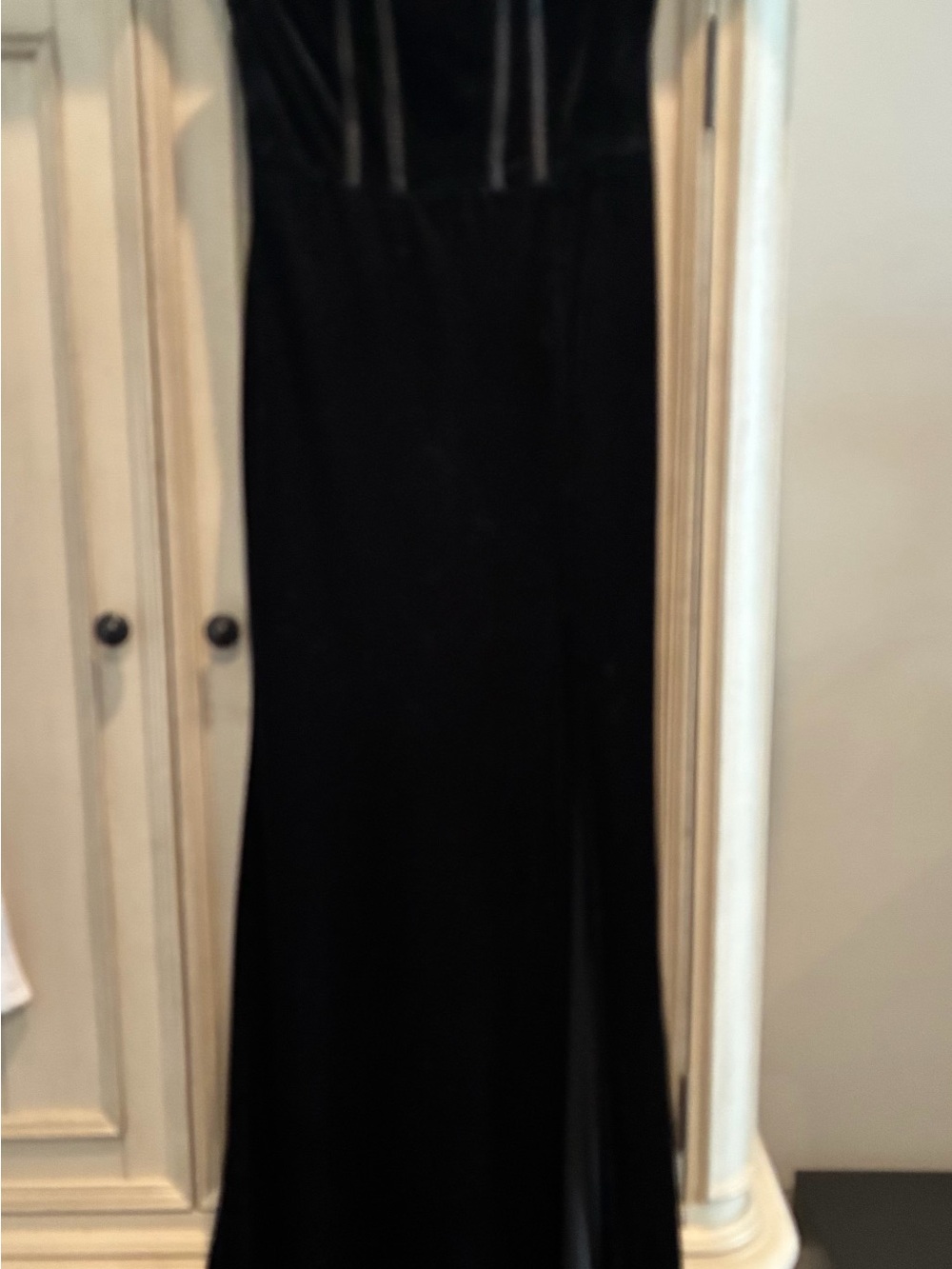 Stunning Evening Black Velvet Strapless Mermaid Maxi Dress